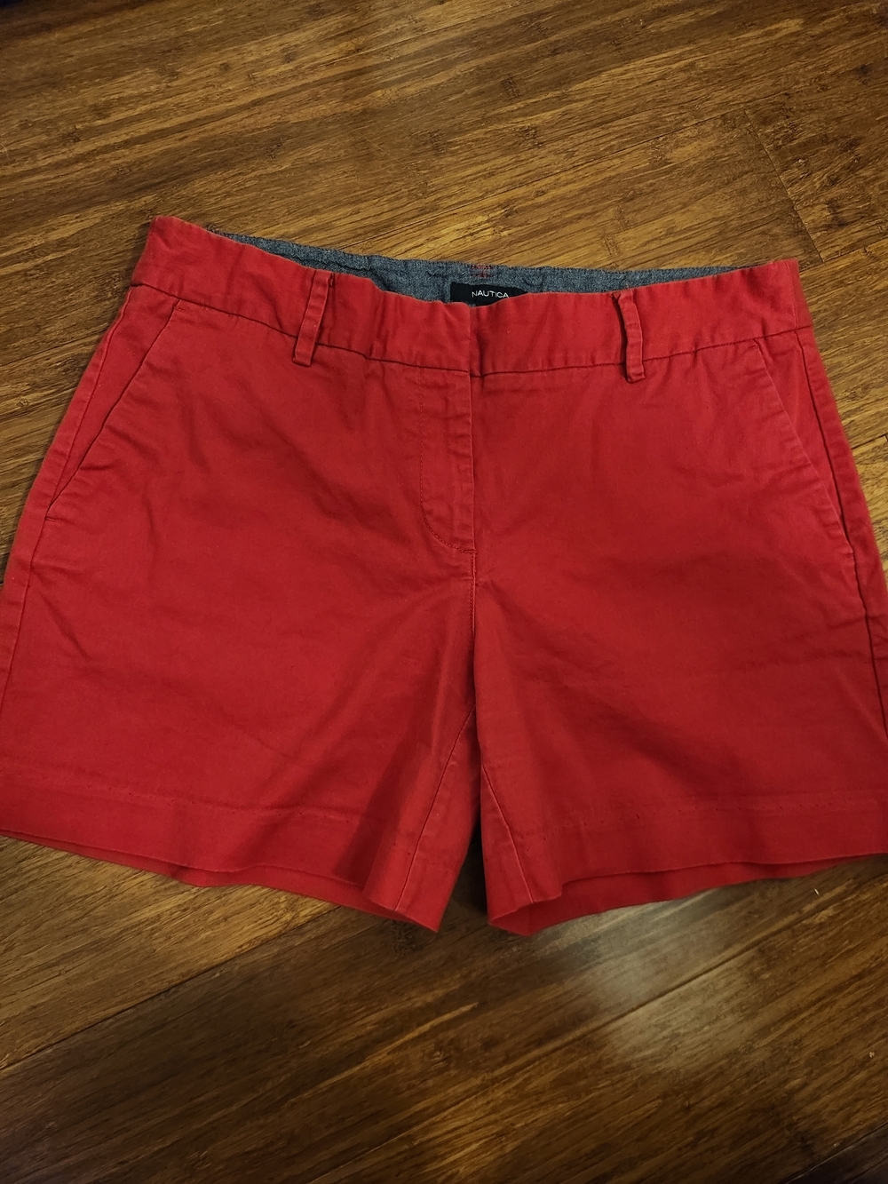 Nautica Women's Red Cotton Chino Shorts, Size 8